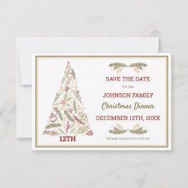 Rustige kerstboom Red Green Gold Festive Save The Date