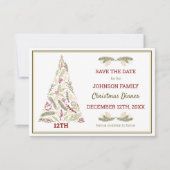 Rustige kerstboom Red Green Gold Festive Save The Date (Voorkant)