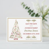 Rustige kerstboom Red Green Gold Festive Save The Date (Staand voorkant)