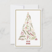Rustige kerstboom Red Green Gold Festive Save The Date (Achterkant)