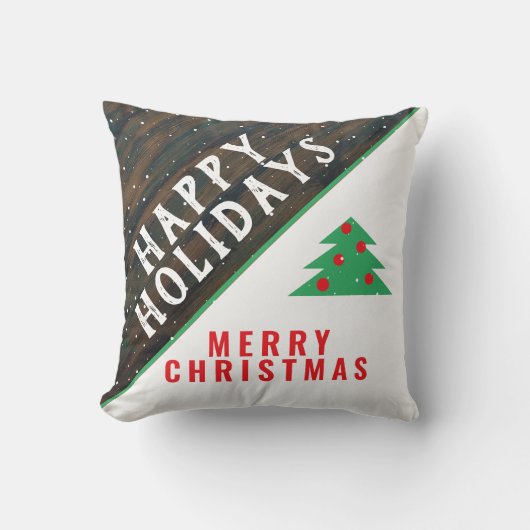 Rustige kerstboom Red Green Holiday Kussen (Voorkant)