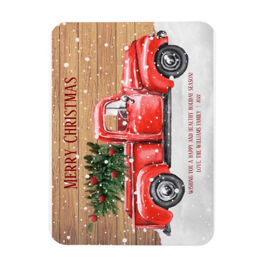 Rustige kerstboom Red Truck Magneet (Verticaal)