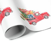 Rustige kerstboom Rode vrachtwagen naam Cadeaupapier (Rol Hoek)