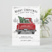 Rustige kerstboom  Rode vrachtwagen naam Feestdagenkaart (Staand voorkant)