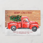 Rustige kerstboom  Rode vrachtwagen naam Feestdagenkaart (Voorkant / Achterkant)