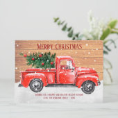 Rustige kerstboom  Rode vrachtwagen naam Feestdagenkaart (Staand voorkant)