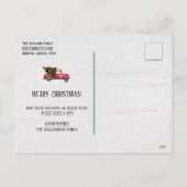 Rustige kerstboom  Rode vrachtwagen naam Feestdagenkaart (Achterkant)