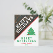 Rustige kerstboom Rood naam Kerstmis Feestdagenkaart (Staand voorkant)
