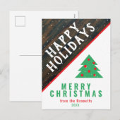 Rustige kerstboom Rood naam Kerstmis Feestdagenkaart (Voorkant / Achterkant)