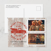 Rustige kerstboom Rood Truck 2 Foto Feestdagenkaart (Voorkant / Achterkant)