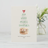 Rustige kerstboom Typografie Green Red Feestdagenkaart (Staand voorkant)
