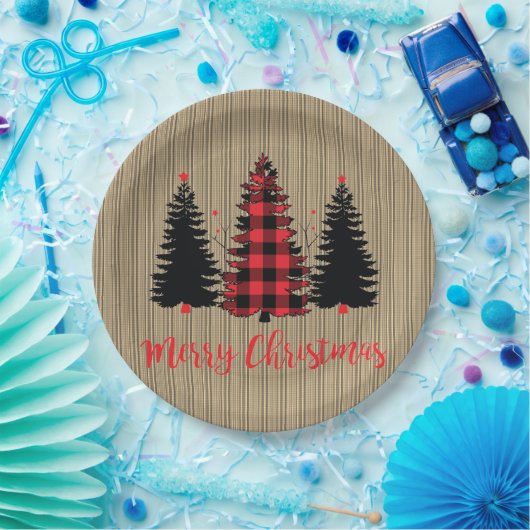 Rustige kerstboombosjes Trio Papieren Bordje (Feest)