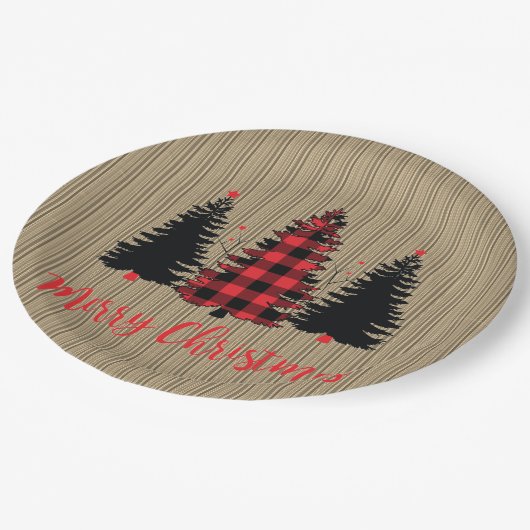 Rustige kerstboombosjes Trio Papieren Bordje (Gekanteld)