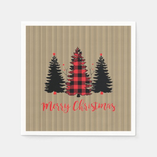 Rustige kerstboombosjes Trio Servet (Voorkant)