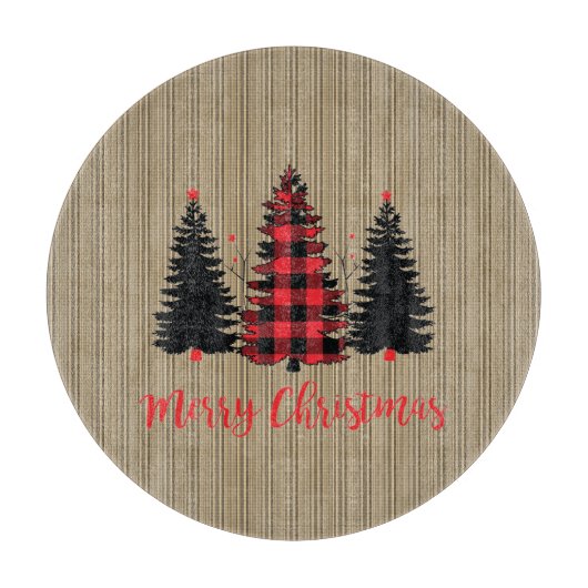 Rustige kerstboombosjes Trio Snijplank (Voorkant)