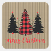 Rustige kerstboombosjes Trio Vierkante Sticker (Voorkant)