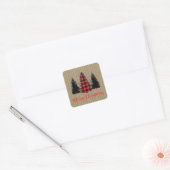 Rustige kerstboombosjes Trio Vierkante Sticker (Envelop)
