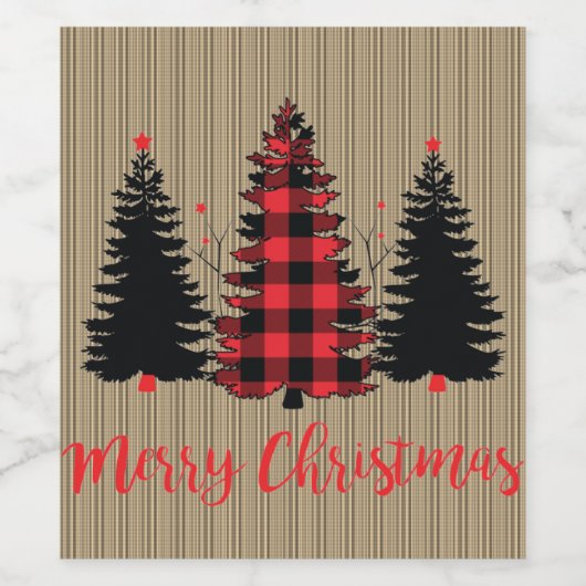 Rustige kerstboombosjes Trio Wijn Etiket (Enkel label)