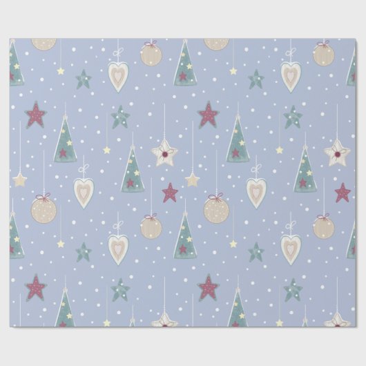 Rustige kerstboomklep Star Heart Pattern Cadeaupapier (Vlak)