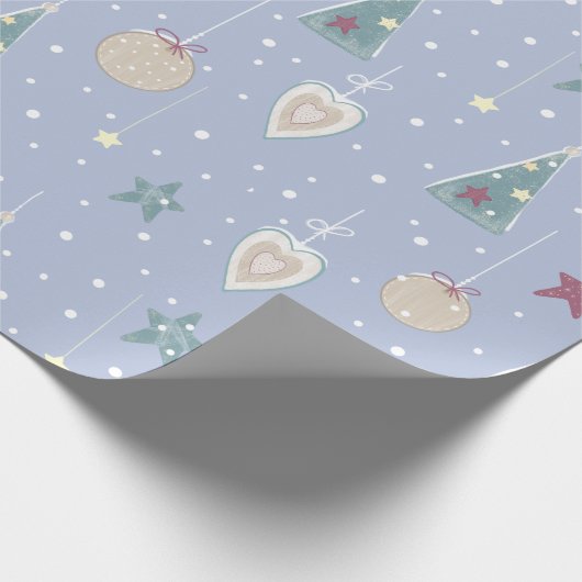 Rustige kerstboomklep Star Heart Pattern Cadeaupapier (Hoek)