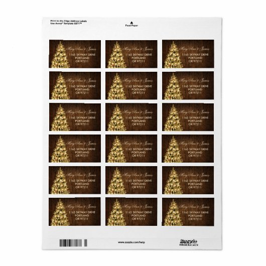 Rustige kerstbruiloft - adresboom en lint etiket (Full Sheet)