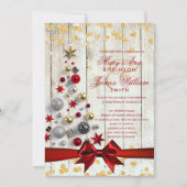 Rustige kerstbruiloft Bauble Tree Gold Glitter Kaart (Voorkant)
