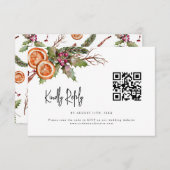 Rustige kerstbruiloft QR-code RSVP Kaartje (Voorkant / Achterkant)