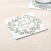 Rustige kerstbruiloft voor gepersonaliseerde parti kartonnen onderzetters (Schuin)