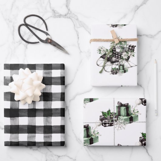 Rustige kerstbuffelkoordbril inpakpapier vel (Voorkant)