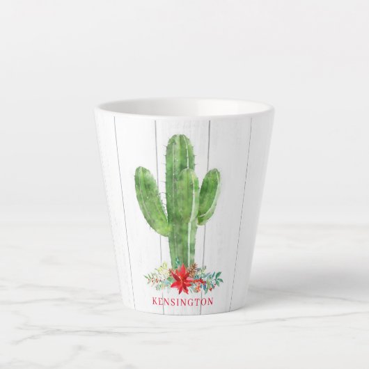 Rustige kerstcactus Succulent Holiday Latte Mok (Voorkant)