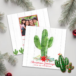 Rustige kerstcactus Wood Holiday foto Kaart