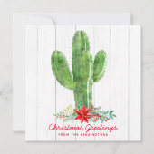 Rustige kerstcactus Wood Holiday foto Kaart (Voorkant)