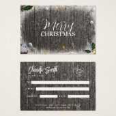 Rustige kerstcadeaubon voor hout visitekaartje (Voorkant /achterkant)