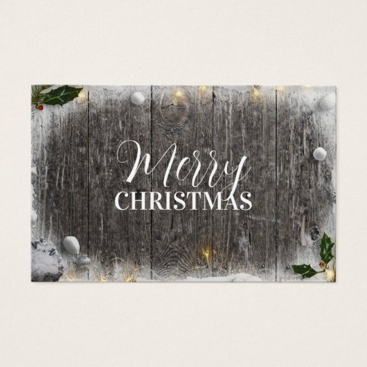 Rustige kerstcadeaubon voor hout visitekaartje (Voorkant)