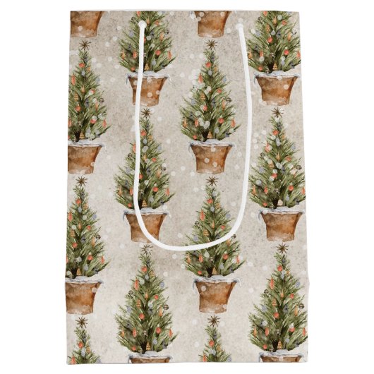 Rustige kerstcadeautassen medium cadeauzakje (Achterkant)