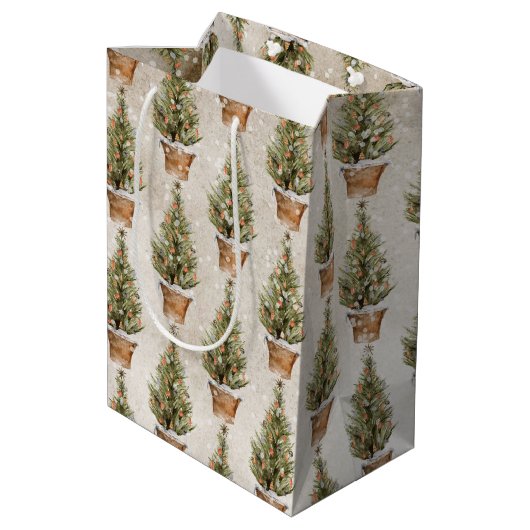 Rustige kerstcadeautassen medium cadeauzakje (Achterkant Gekanteld)