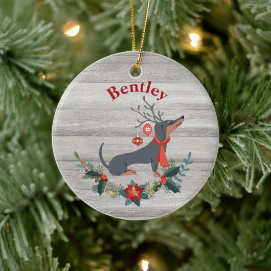 Rustige kerstdag met Antlers & Greenery Keramisch Ornament (Boom)