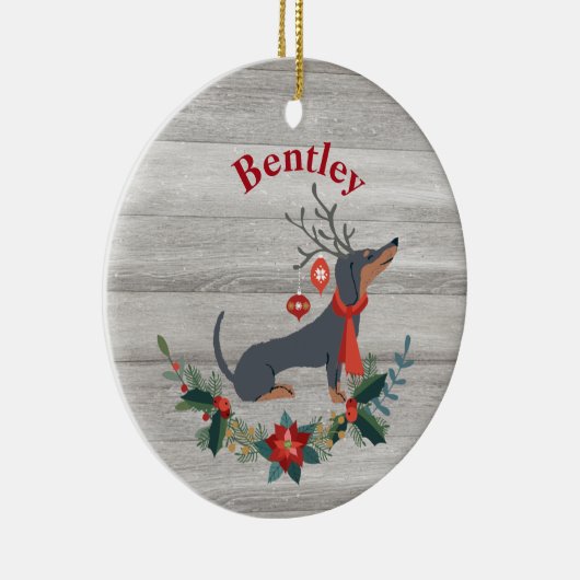 Rustige kerstdag met Antlers & Greenery Keramisch Ornament (Rechts)