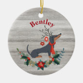 Rustige kerstdag met Antlers & Greenery Keramisch Ornament (Voorkant)