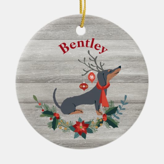 Rustige kerstdag met Antlers & Greenery Keramisch Ornament (Voorkant)