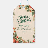 Rustige Kerstfeest met Hulst en Granaatappel Cadeaulabel (Voorkant)