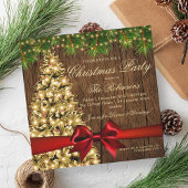 Rustige kerstfeestdag | Damesboom en rood lint Kaart