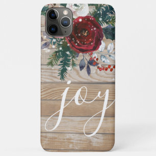 Rustige kerstfeestdag Joy Floral Wood Case-Mate iPhone Case