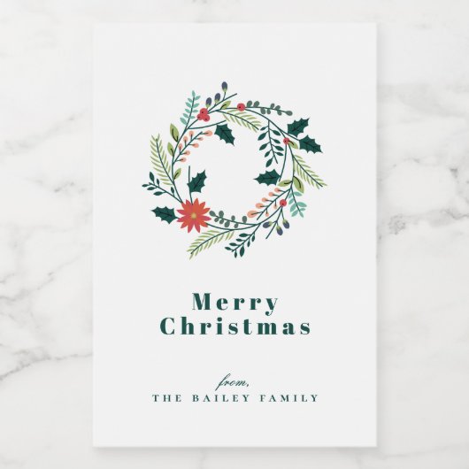 Rustige kerstfeestdag met kerstmis wijn etiket (Enkel label)