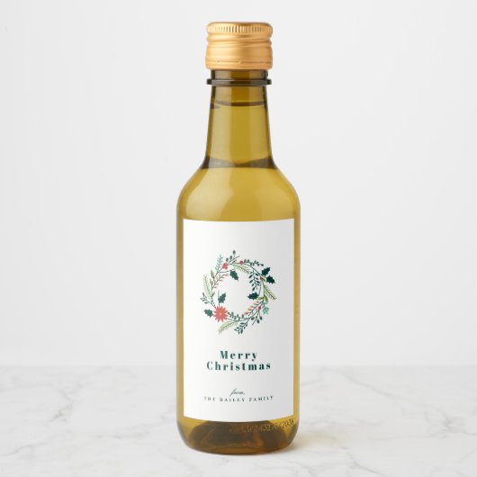 Rustige kerstfeestdag met kerstmis wijn etiket (Voorkant)