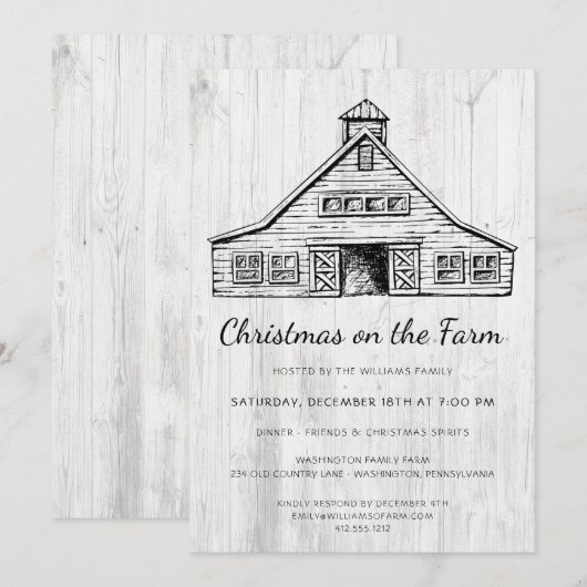 Rustige kerstfeestdag met landschuur kaart (Voorkant / Achterkant)