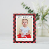 Rustige kerstfeestdag met rode buffels met foto's briefkaart (Staand voorkant)