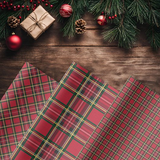 Rustige kerstfeestdag Red Pset Gold Foil Inpakpapier Vel