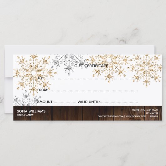 Rustige kerstfeestelijke Kaart met cadeaubon (Achterkant)