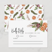 Rustige kerstfeestelijke RSVP-kaart RSVP Kaartje (Voorkant / Achterkant)